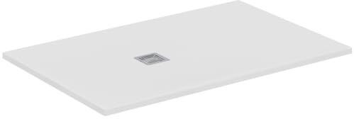 Ideal Standard - Ultra Flat S+, Receveur de douche rectangulaire ultra-mince en résine effet pierre, 140x90cm, Ideal Solid, Échappement côté court, Blanc