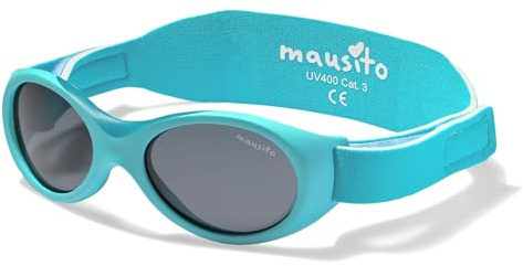 Mausito BABY solglasögon 0-24 månader I FLEXIBEL BPA-fria spädbarn solglasögon rem I 100 % UV-skydd I europeisk design, Turkos, One Size