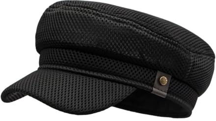 YAMEE Military Cap Damen Flat Cap Mesh Sommer Atmungsaktive,Army Cap Damen Schwarze,Militärmütze Herren Kurze Krempe Sonnenschutz,Sonnenhut Frauen Klassische Stilvolles