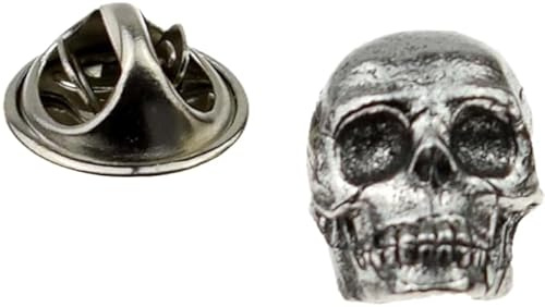 Anstecknadel aus Zinn, Totenkopf-Design, mit Geschenkbeutel, 2 cm, Metall
