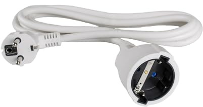 Prolunga bianca tubo schuko 4 metri, 3 x 1,5 mm, base aerea insmontabile