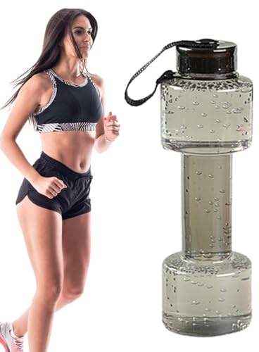 Mimoqk Gym Dumbbell Water Bottle | Workout Dumbbell Water Bottle | Dumbbell Shaped Water Bottle | Dumbbell Water Bottle, Dumbbell Shape Water Bottle, Training Dumbbell Bottle, Gym Gear Water Bottle