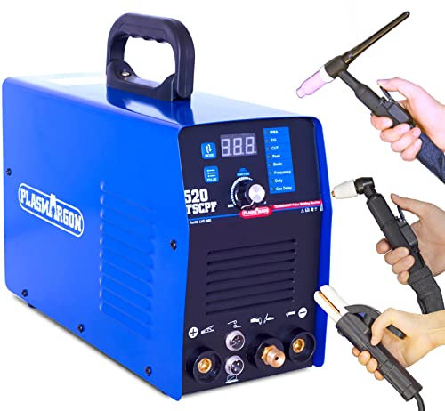 PLASMARGON Pulse TIG Welder Plasma Cutter MMA Arc Stick Welder, 3 in 1 Inverter Welder Welding Machine with Consumables, 200A TIG Welding (Pulse), 50A Plasma Cutting, 220V 520TSCPF