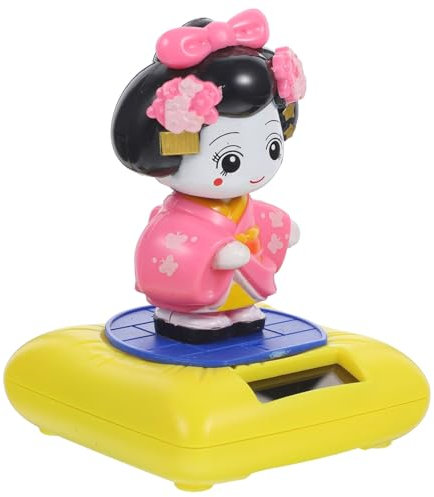 VICASKY Solarbetriebene Kimono-Puppe Mit Wackelndem Kopf Niedliche Auto-Dekoration Für Fröhliche Atmosphäre Für Kimono-Liebhaber Geeignet