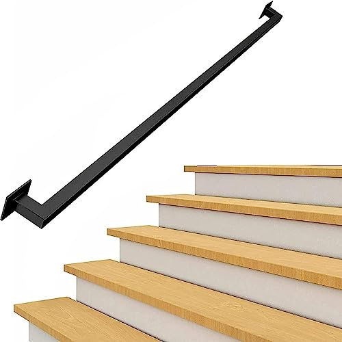 Industrielles Eisen, Wandmontage, Treppenhandlauf, Haltegriff-Set für Zuhause, Garten, Korridor, Lofts, Terrassendielen, schwarz, verzinkter Sicherheitsgriff mit Wandhalterung, Stützstufen, Baluster,