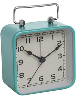 RUNZE765Z Sveglia Analogica Orologio da Tavolo con Sveglia Quadrata in Metallo, Silenzioso, Luminoso, al Quarzo, for Studenti, da Letto e da Notte Sveglia da Comodino(Green)
