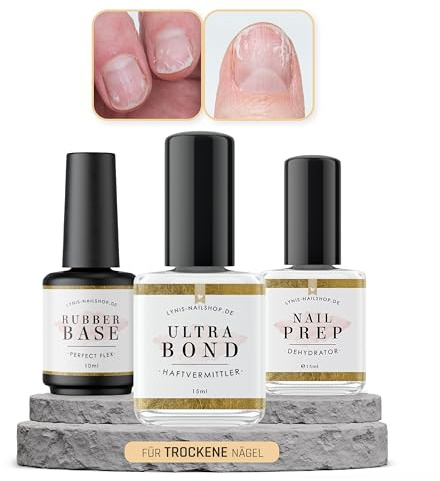 Set Ultra Bond para uñas secas/en polvo para pocos levantamientos con Ultra Bond, deshidratador y Perfect Flex para uñas postizas · Lynis-Nailshop.de