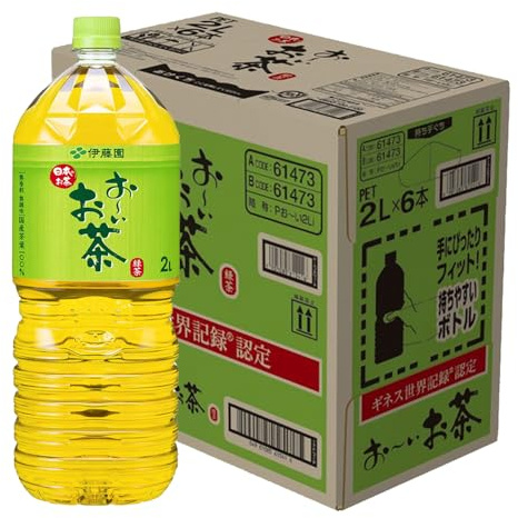 Oi Ocha Ryokucha Japanese Green Tea – 2L Bottles (Pack of 6), Authentic Unsweetened Brew