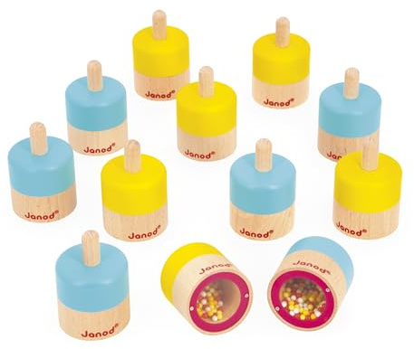 Janod - Mémo Sonore - Jeu d'Eveil Sensoriel - 12 Blocs Sonores Renfermant 6 Sons à Réunir par Paire - Développe l'Ouïe et la Mémoire Auditive - Eveiller Les Sens - Jouet en Bois - Dès 3 Ans - J05309