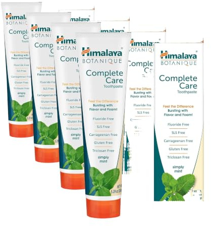 Himalaya Botanique Simply Mint Complete Care Toothpaste Refreshing Mint Flavour | Strong Teeth | Healthy Gums | Fresh Breath - 150g (Packung mit 4)