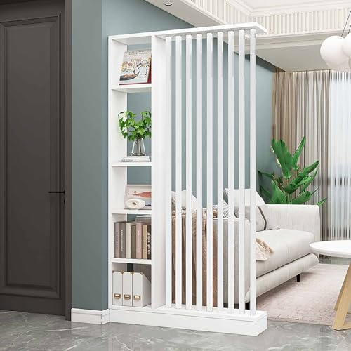 Stellwand / Raumteiler Stehend von Boden bis Decke, Moderner Freistehender Holz-Sichtschutz mit Regalen für Wohnzimmer - Eingangsbereich Raumteiler Sichtschutz