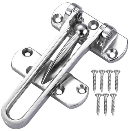 Door Chain Lock for Front Door, Swing Bar Door Guard Lock, Door Security Chain Lock, Anti-Theft Internal Door Safety Latch, Door Chain Latch for Home Apartment Hotel Dormitory(Silver)