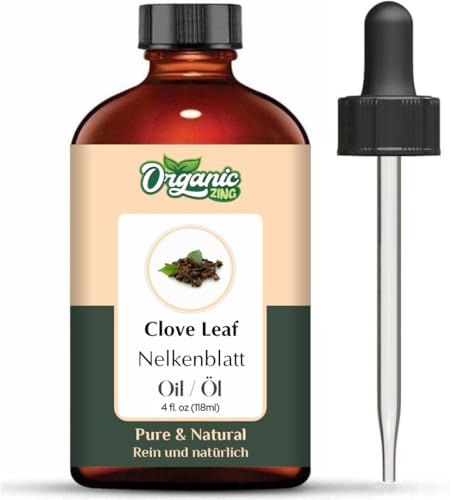Organic Zing Clove Leaf (Syzygium aromaticum) Oil | Pure & Natural Essential Oil for Skincare, Hair Care, Aroma & Diffuser – 118 ml/3.99fl oz