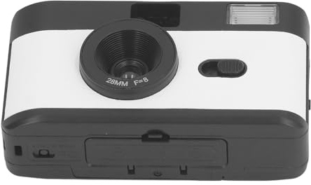 Appareil Photo Rétro 35 Mm, Verre Optique ABS à Batterie ABS Build in Flash 1/120 Speed ​​d'obturation Caméra de Film 35 Mm Léger pour la Photographie (Black) (Noir Blanc)