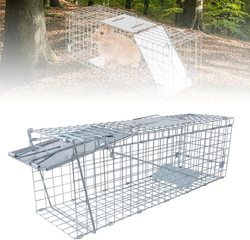 Foldable Humane Animal Cage Trap with Carrying Handle - Safe for Squirrels, Rabbits, Cats & Small Animals - Easy Set Rodent Control for Garden, Yard or Barn - Lightweight & Portable