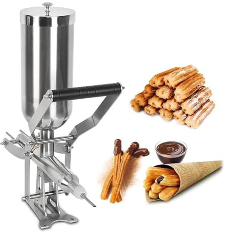 OZBME Commercial Spanish Churro Maker, 5L Manual Churro Filler, Latin Fruit Churro Jam Filling Machine Donut Filling Machine, Stainless Steel Doughnut Filler for Kitchen Restaurant