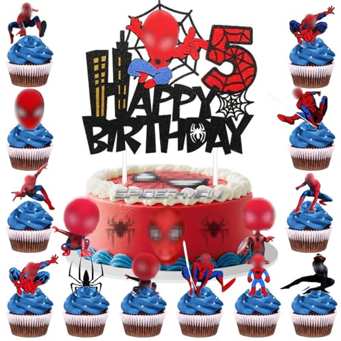25 Stücke Tortendeko Kindergeburtstag, Kuchendeko Geburtstag, Torte Topper, Cupcake Topper, Deko Torte Kinder, Kuchendekorationsset (5)