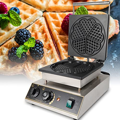 Heart-Shaped Waffle Maker, Stainless Steel, Non-Stick, 1750W, Makes 5 Waffles in 5 Minutes, Compact Design, Ideal for Family Breakfasts and Special Occasions