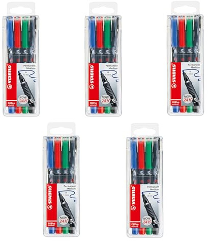 STABILO - Folienstift - OHPen universal | permanent medium, 5x 4er Pack, grün, rot, blau, schwarz