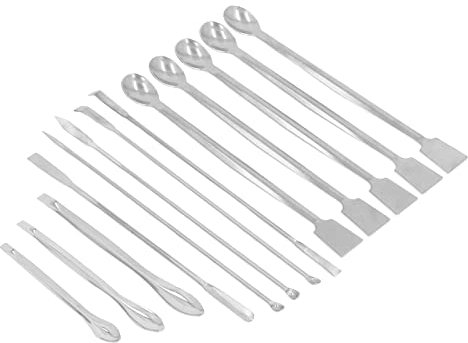 TOPINCN Set di Cucchiai e Raschietti Laboratorio - 13 Pezzi di Acciaio Inossidabile Durevoli e Chimicamente Ideali per la Polvere e i Sacchetti di Conservazione del Materiale Contengono