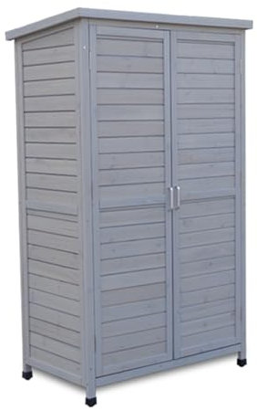 Potting Bench, Vertical Organizer Cabinet, Wooden Garden Shed With Double Lockable Doors & Lean-To Roof, Waterproof Outdoor Sheds For Backyard Bathroom Kitchen Garage Balcony Garden Patio (O
