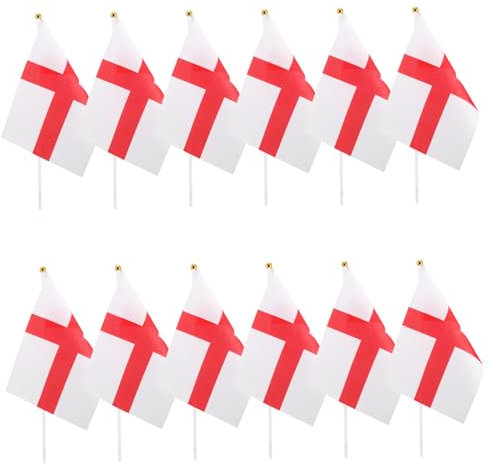 ibasenice 12PCS Handheld England Flags Mini Uk Stick Flags for Soccer Games National Day Celebrations Party Decorations Lightweight and Portable British Waving