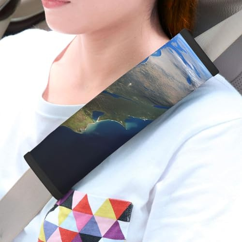 LHDGBWC 2 cuscinetti universali per cinture di sicurezza auto, copertura per cintura di sicurezza View from Space America, imbottiture per cinture di sicurezza, accessori interni auto