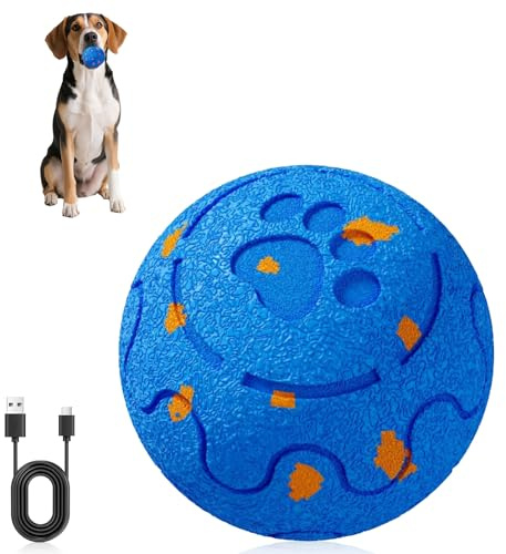 KLYNGTSK Hundespielzeug Intelligenz, Hundeball Welpenspielzeug Ball Wicked Ball Dog Ball, Intelligentes Interaktives Hundespielzeug mit Licht und 3 Spielmodi (Blue/no Light)