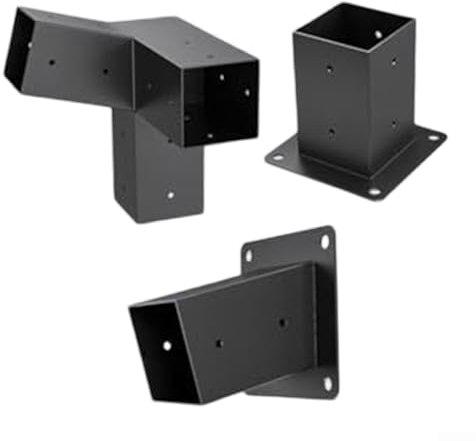 Schrägdach-Pergola-Wandhalterungen, Hardware-Kit, Pfostenstütze, Stahlkonstruktion, DIY-Pergola-Set, Outdoor-Garten, Veranda, Schattenstruktur, Montageset (links 15°-Set)