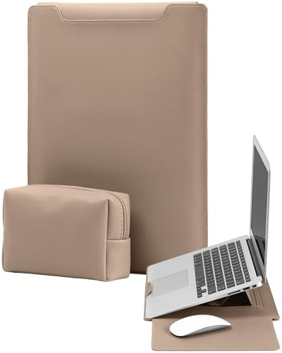 YealRed Laptop Custodia per 15-16 pollici, con Supporto (Albicocca chiaro) | Laptop Custodia Sottile per Mac Air 15 (2026-2023), Mac Pro 16 (2026-2019), Mac Pro 15 M3/M2, Borsa Caricabatterie