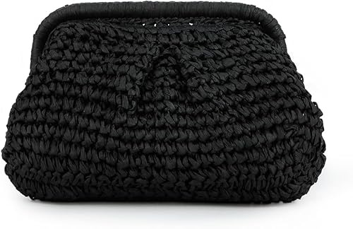 Mayhug Bast-Tasche, Stroh-Clutch für Damen, gehäkelte Handtaschen, Wolkenknödeltasche, Stroh, Umhängetasche, Sommer, Strand, gewebte Tasche
