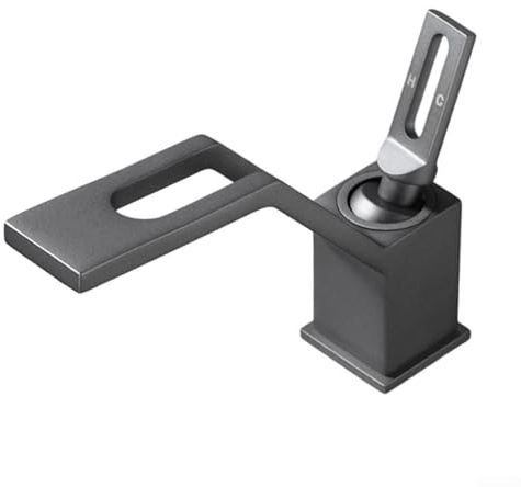 BlesConi Grifo de lavabo de doble temperatura con diseño de salpicaduras y ahorro de agua para fregadero de baño, gris esmerilado (gris esmerilado)