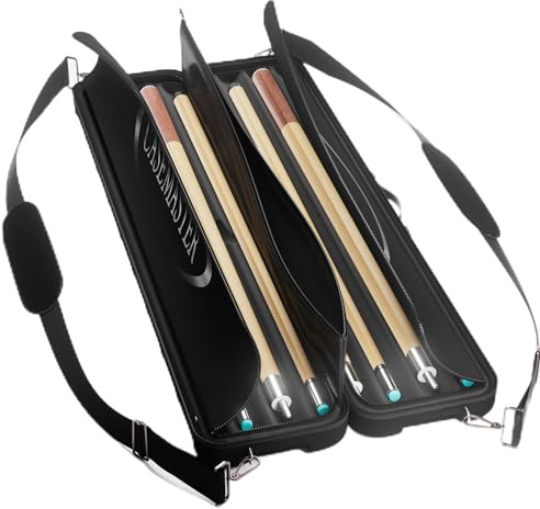 Casemaster Parallax 4x4 Billiard Cue Case, Holds 4 Butts and 4 Shafts, Foam-Padded Interior, 600D Oxford Fabric, Backpack Straps, Black