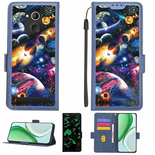 Aroepurt Case Compatible for IQU SMARTEasy Q50 Seniors Smartphone Phone Case Flip Cover [with Tempered Glass Screen Protector][RFID Blocking][Luminous Effect] LPT-XQ
