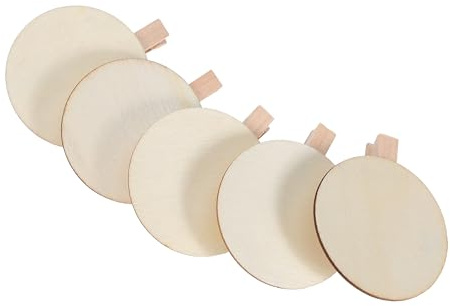 Uonlytech 50 Pièces Lot de Mini Pinces à Linge Rondes Bois Naturel Clips Robustes pour Photos Cartes et Messages pour Mariage Étiquettes Cadeaux et Loisirs Créatifs