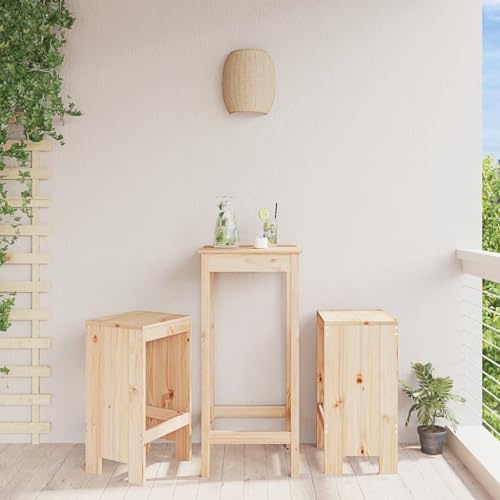 Owoxanthellate Barhocker 2er Set Massivholz Kiefer 40x36x75 cm rustikaler Gartenstuhl mit 110 kg Belastbarkeit wetterfeste Terrassenstühle Balkonstuhl für Küche Garten und Outdoor Sitzgruppe