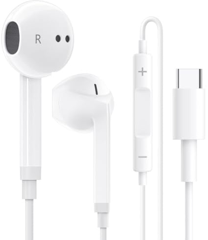 Zyvfira USB‑C Wired Earbuds In‑Ear Headphones with Mic & Volume Control, Lossless DAC Sound Compatible
