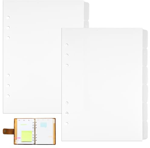 Lot de 12 Intercalaire A5 6 Trous, Intercalaires Classeur A5 en Plastique | 21 x 14,7 cm Beige Intercalaire pour Cahier à Anneaux, Robuste Feuille de Séparation à Index pour Bureau, Maison, École