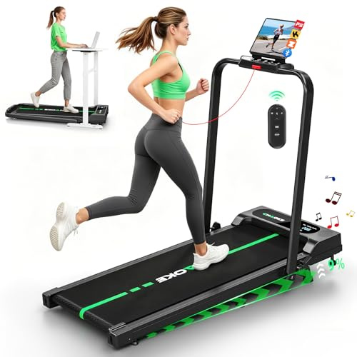 5-in-1 Foldable Treadmills for Home with 9% Incline, CHAOKE Quiet 7.5MPH Walking Pad with App & Speakers | 2.75HP Motor Under Desk Treadmill for Office, Running Machine 12 Programs 160KG Capacity
