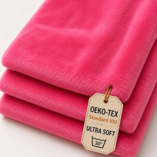StoffBook Rosa Kunstpelz Kaninchenfellimitat Kunstfell für Bekleidung | Dehnbar, weich und leicht, Stoff für Bekleidung, Kostüme und Dekoration, Plüschfell und Teddyplüsch, Meterware ab 50cm