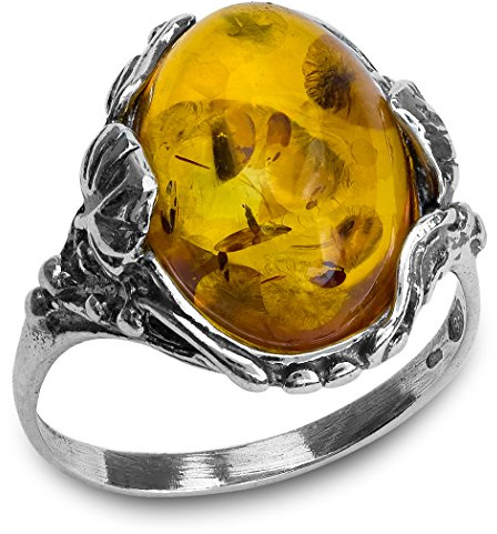 Ian and Valeri Co. Amber Sterling Silver Filigree Oval Ring