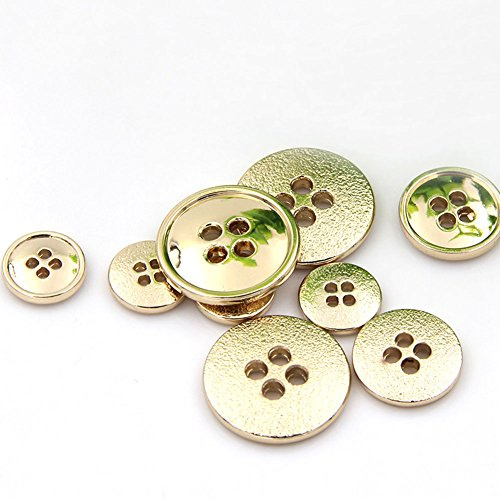 Goldene Anzug-Knöpfe aus Metall mit 4 Löchern, rund, zum Annähen, 10 Stück., gold, 11 mm