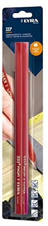 LYRA 333® Profi Zimmermannstifte 30cm oval rot Blister 3 Stk. | Holzstifte, rot lackiert, Graphitmine, Markieren auf trockenem Holz, Industrie