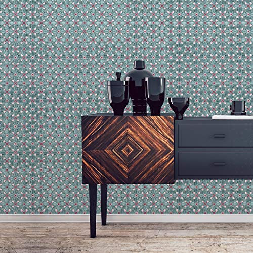 OrnamenttapeteArt Deko Lilly Retro Muster in rosa - Vlies Tapete Ornamente, edle GMM Design Tapete für Büro Küche Arbeitszimmer (H: 3,5m B: 46,5cm)