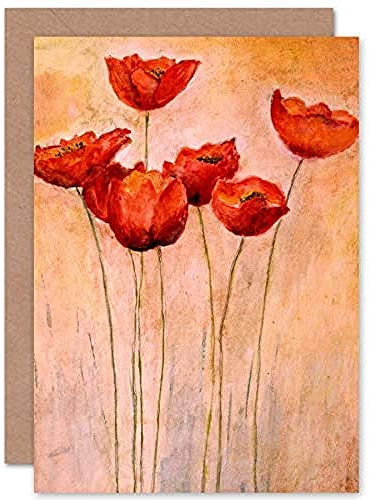 Fine Art Prints CPDT0004 Flower Red Poppies Painting Greeting Card with Envelope Inside Premium Quality