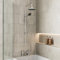Architeckt® Round Waterfall Bath Shower System Mixer Shower Tap with Modern Square Riser Rail Kit Dual Rainfall Shower Heads Handset