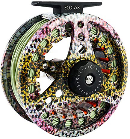 MAXIMUMCATCH ECO Serie Fliegenrolle großer Spulenkern mit Druckguss-Aluminum-Körper Fliegenfischen Rolle in 3/4wt 5/6wt 7/8wt, Silver/Schwarze/Regenbogen, mit Schnüre Combo
