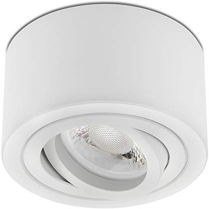 lambado® Premium LED Aufbaustrahler flach/Deckenstrahler Set inkl. 230V 5W Spots dimmbar - runde Aufbauleuchte/Deckenspots in weiss matt