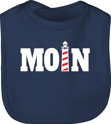 Shirtracer - Baby Lätzchen - Sprüche - Moin mit Leuchtturm I