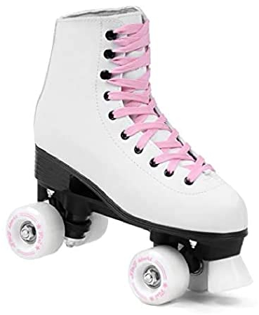 SMJ sport Damen Klassische Retro Rollschuhe | ABEC7 Kugellager | Mint Rosa Mädchen Classic Roller Skates Inliner Inlineskates | Gr. 35, 36, 37, 38, 39, 40, 41 (Weiß/Rosa, 37)